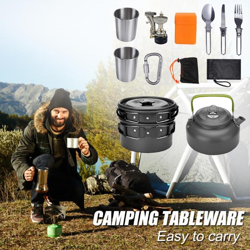 Cook anywhere with this Camping Cookware Kit Outdoor Cooking Set. Lightweight, durable, and compact, it’s perfect for hiking, picnics, BBQs, and outdoor adventures.