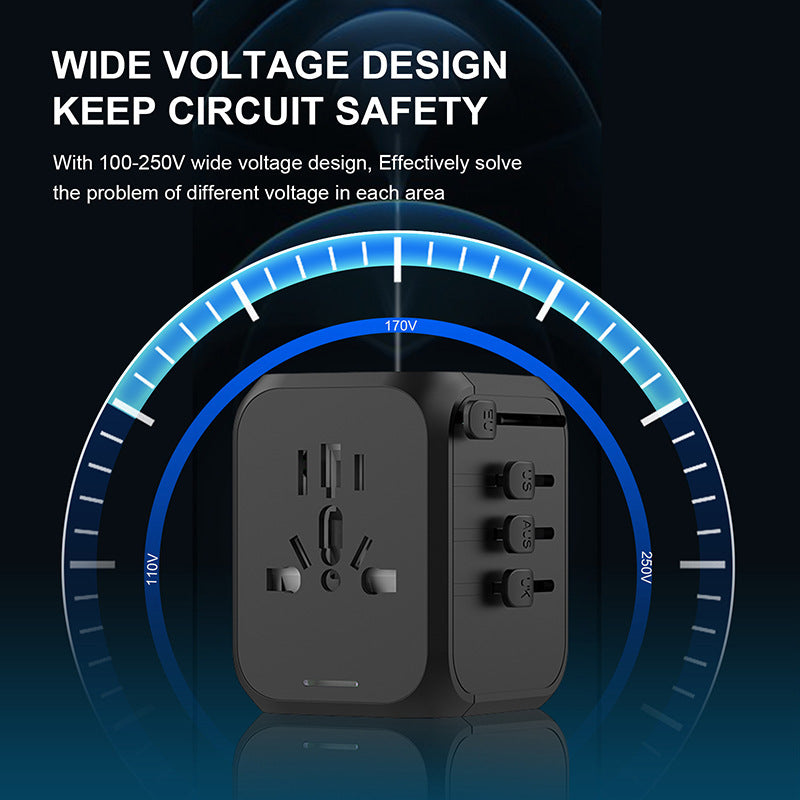 Charge all your devices safely with this Travel Charger Type-C Socket Set. Multifunctional, compact, and equipped with a self-restoring fuse—perfect for travel or daily use.