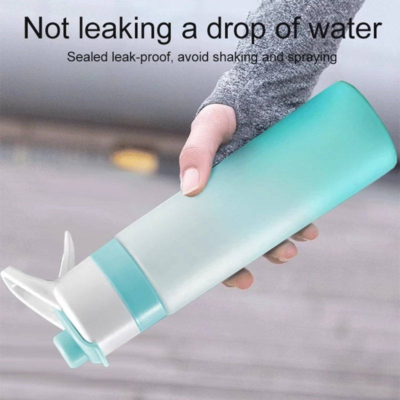 Stay refreshed on the go with this Large Capacity Spray Water Bottle. Lightweight, portable, and perfect for sports, fitness, travel, or outdoor activities.