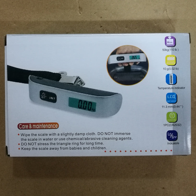 Weigh your luggage accurately with this ABS Metal Electronic Digital Hanging Scale. Portable, durable, and features an LCD display—perfect for travel or shipping.