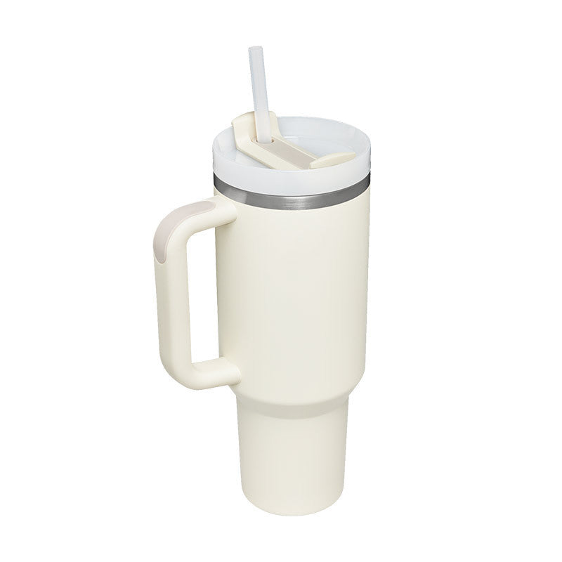 Enjoy drinks on the go with this 40oz Insulated Stainless Steel Tumbler with Handle and Straw. Spill-proof, durable, and perfect for car, gym, office, or travel use.