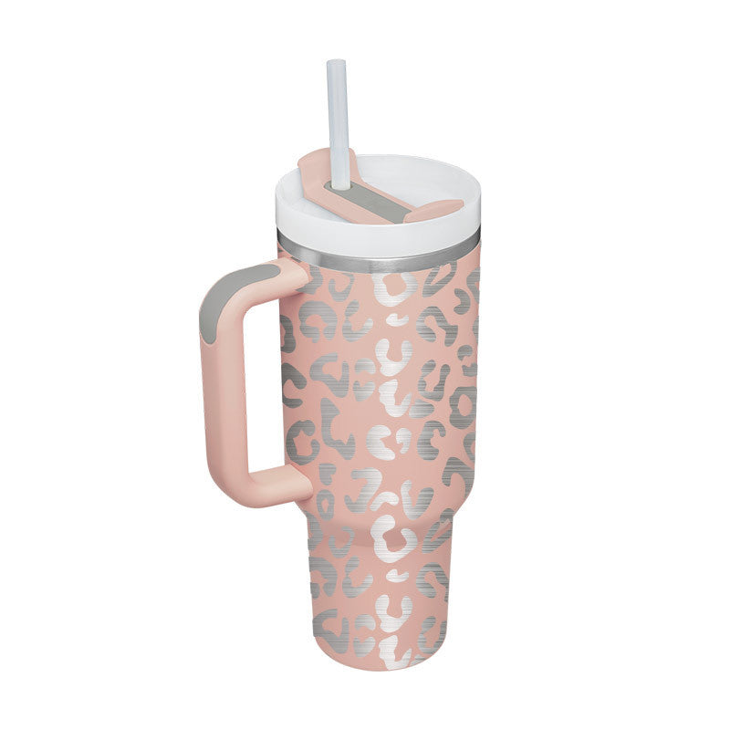 Enjoy drinks on the go with this 40oz Insulated Stainless Steel Tumbler with Handle and Straw. Spill-proof, durable, and perfect for car, gym, office, or travel use.