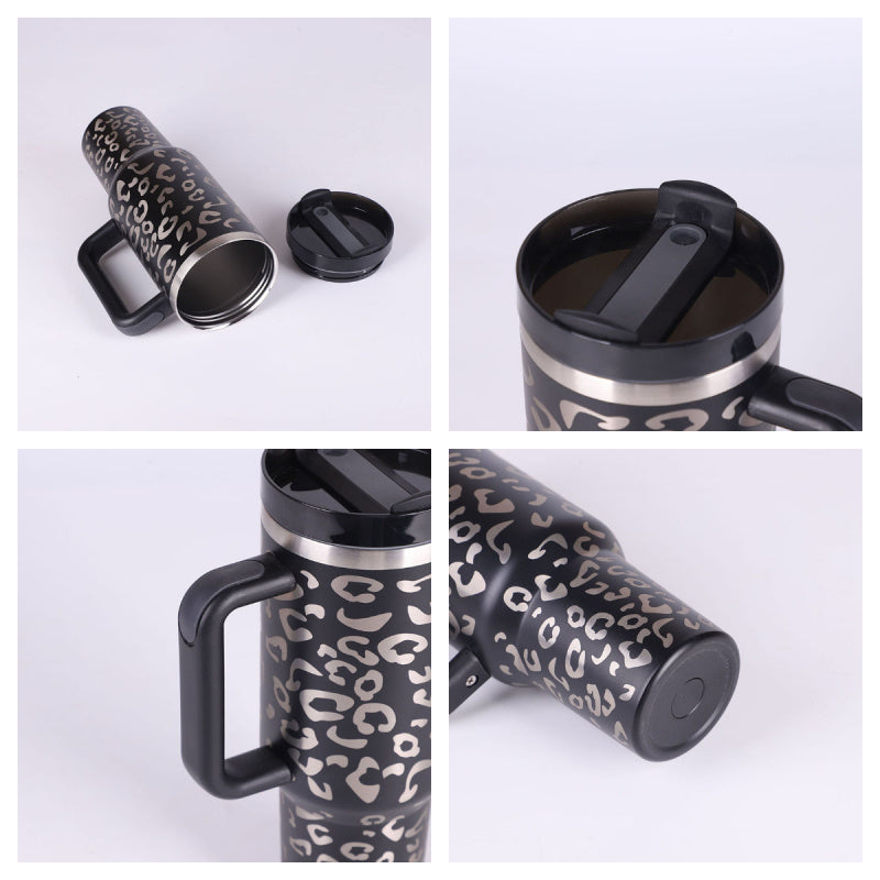 Enjoy drinks on the go with this 40oz Insulated Stainless Steel Tumbler with Handle and Straw. Spill-proof, durable, and perfect for car, gym, office, or travel use.