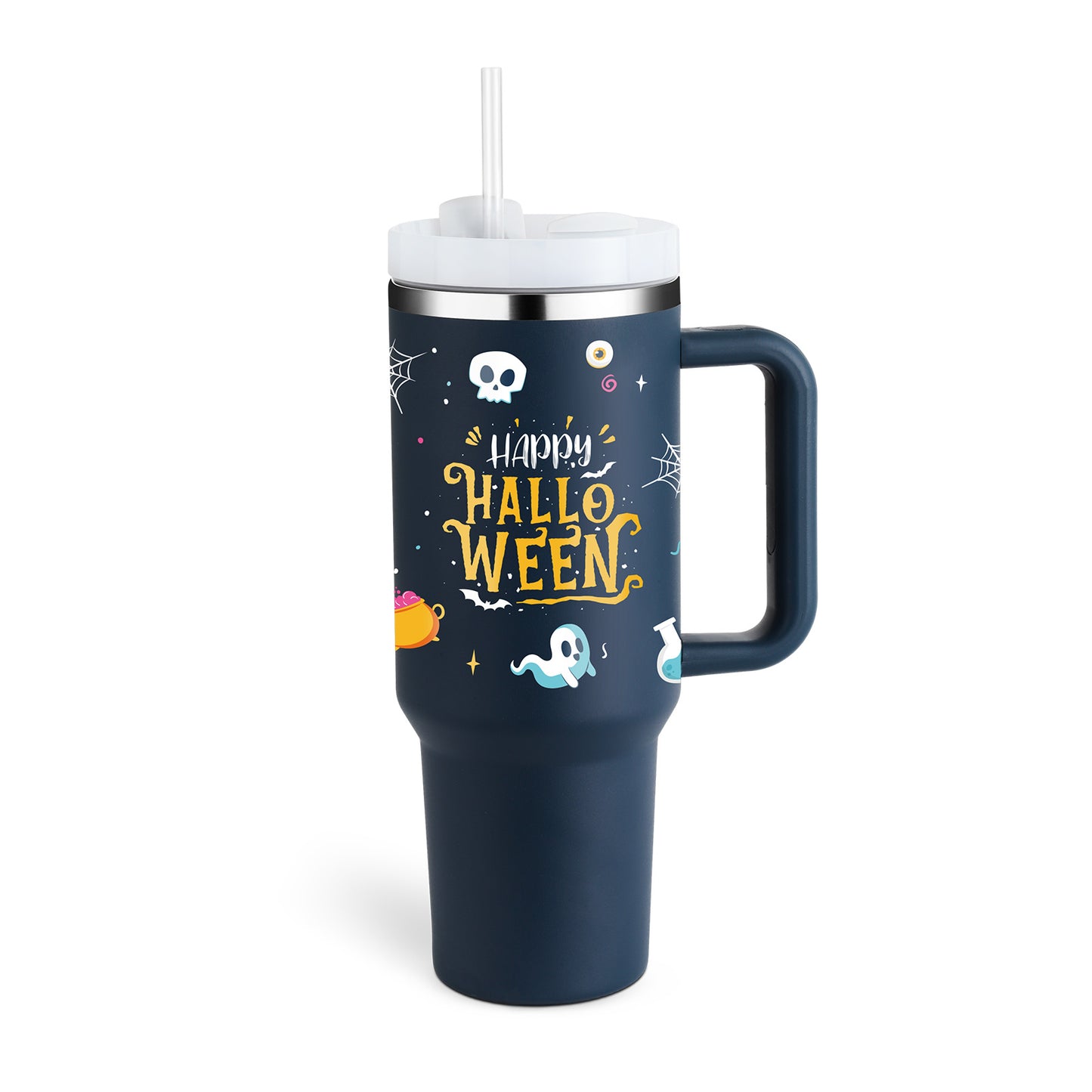 Enjoy drinks on the go with this 40oz Insulated Stainless Steel Tumbler with Handle and Straw. Spill-proof, durable, and perfect for car, gym, office, or travel use.