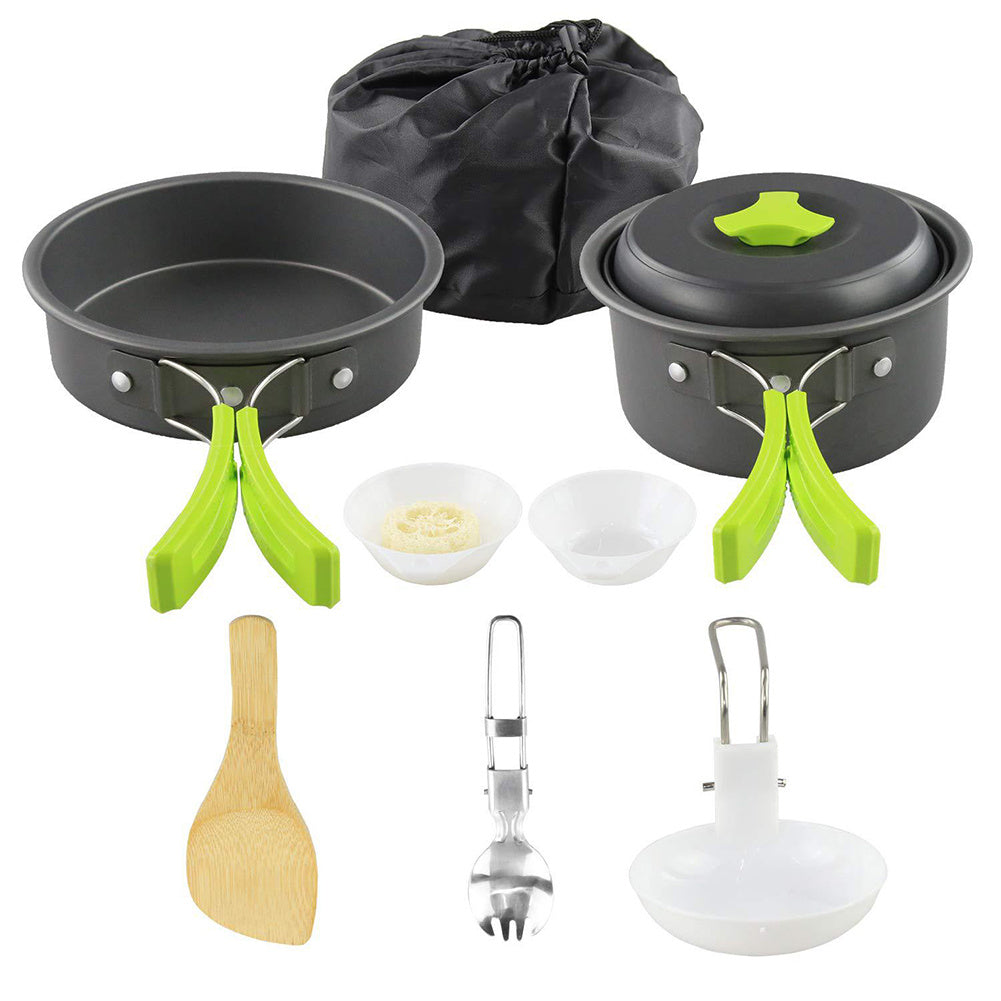 Cook anywhere with this Camping Cookware Kit Outdoor Cooking Set. Lightweight, durable, and compact, it’s perfect for hiking, picnics, BBQs, and outdoor adventures.
