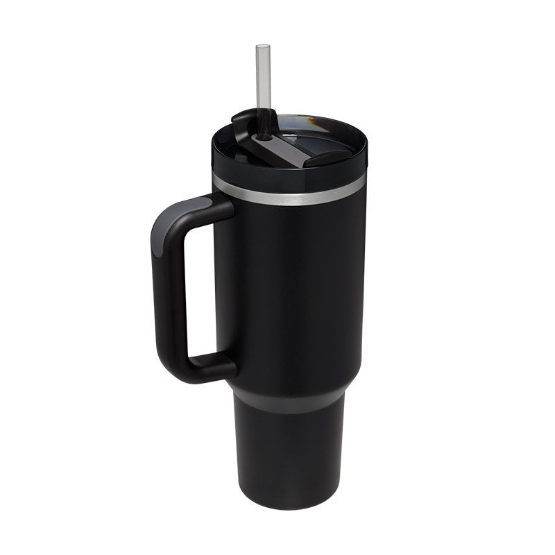 Enjoy drinks on the go with this 40oz Insulated Stainless Steel Tumbler with Handle and Straw. Spill-proof, durable, and perfect for car, gym, office, or travel use.