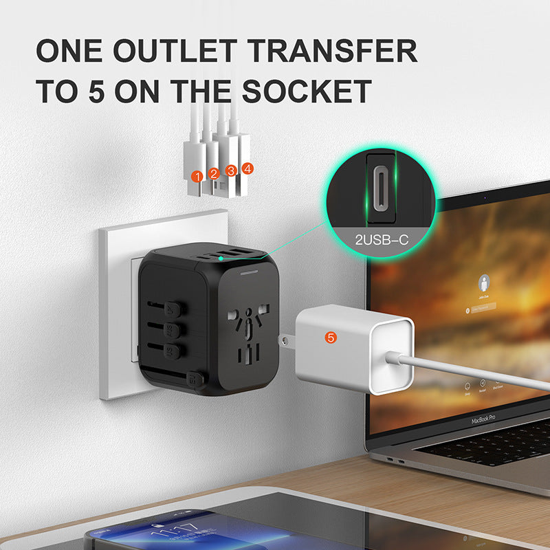 Charge all your devices safely with this Travel Charger Type-C Socket Set. Multifunctional, compact, and equipped with a self-restoring fuse—perfect for travel or daily use.
