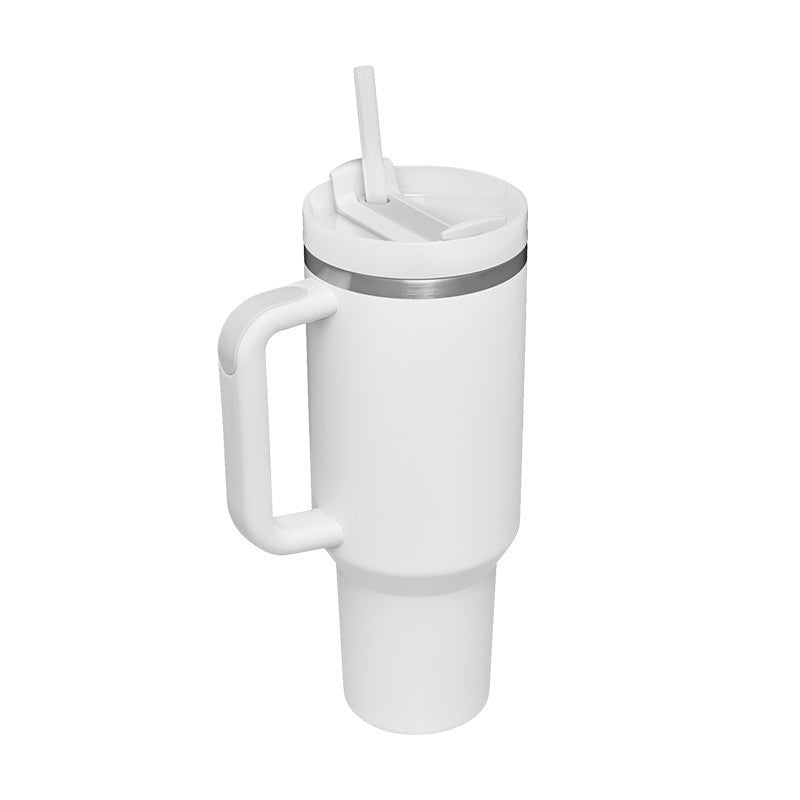 Enjoy drinks on the go with this 40oz Insulated Stainless Steel Tumbler with Handle and Straw. Spill-proof, durable, and perfect for car, gym, office, or travel use.