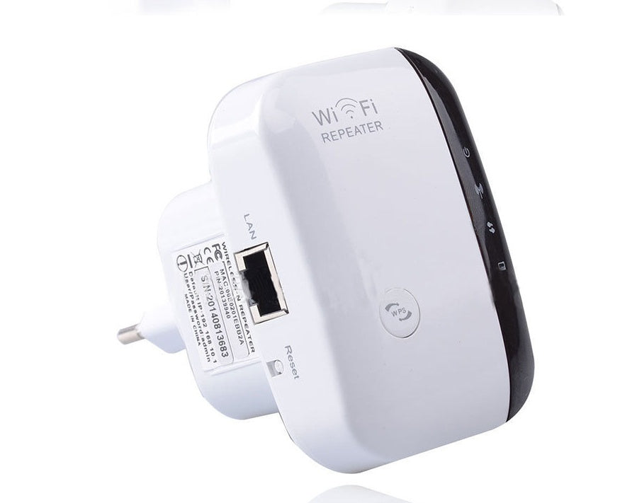 Boost your internet coverage with this Wireless WiFi Repeater and Range Extender. Easy to set up, compact, and reliable—perfect for home or office use.