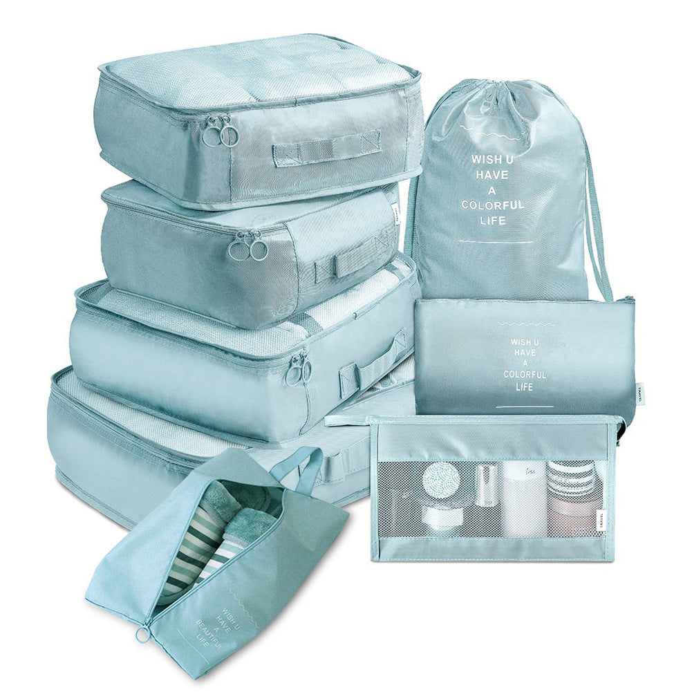 Keep your suitcase organized with this 8-Piece Luggage Divider Packing Cube Set. Perfect for clothes, underwear, and shoes—lightweight, durable, and travel-friendly.