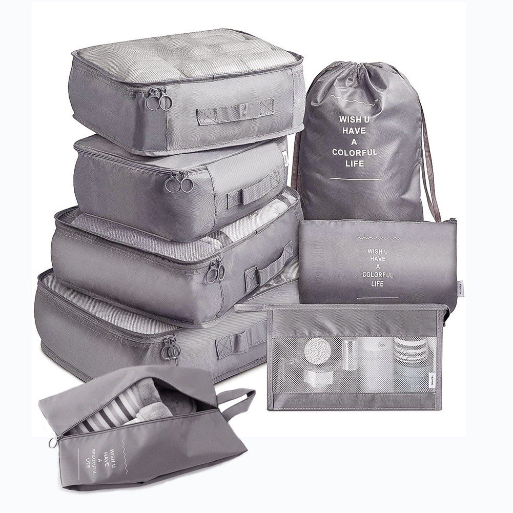 Keep your suitcase organized with this 8-Piece Luggage Divider Packing Cube Set. Perfect for clothes, underwear, and shoes—lightweight, durable, and travel-friendly.