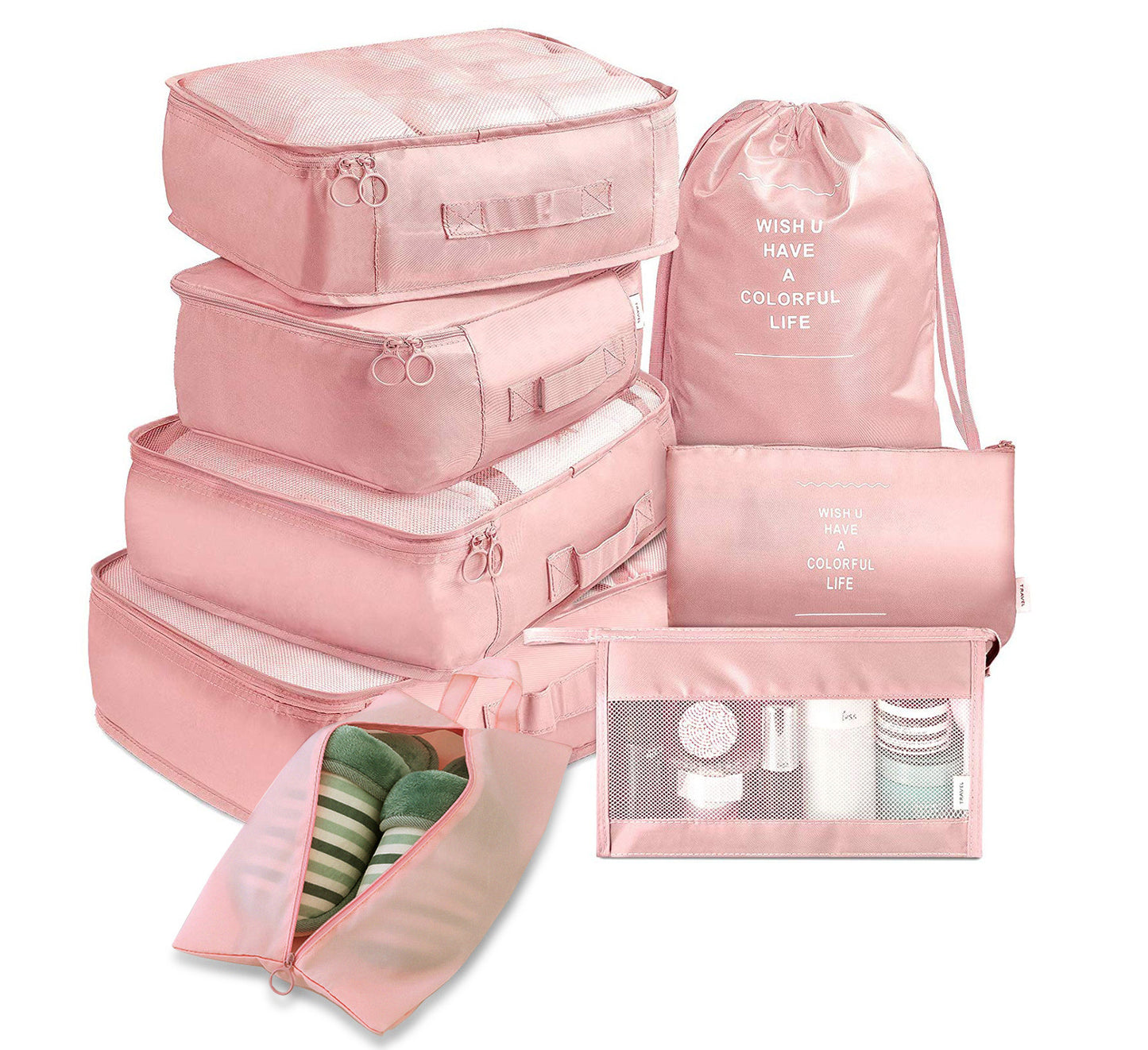Keep your suitcase organized with this 8-Piece Luggage Divider Packing Cube Set. Perfect for clothes, underwear, and shoes—lightweight, durable, and travel-friendly.