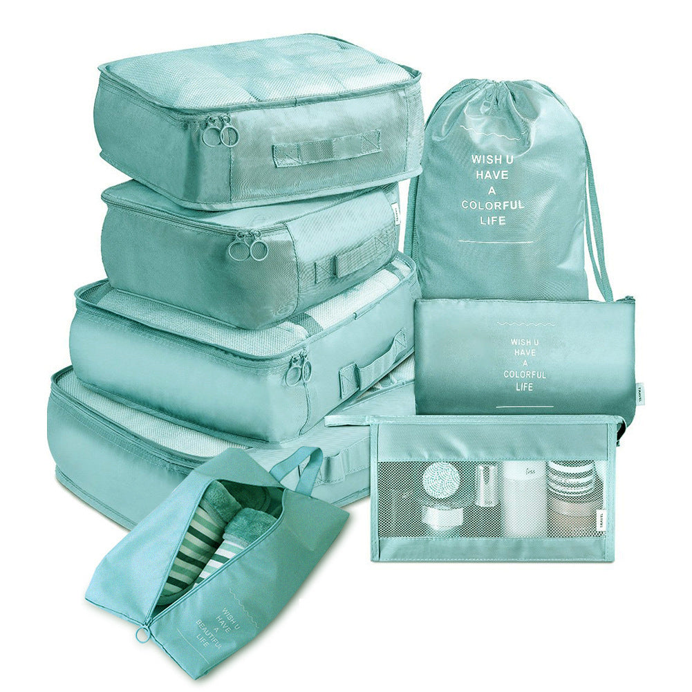Keep your suitcase organized with this 8-Piece Luggage Divider Packing Cube Set. Perfect for clothes, underwear, and shoes—lightweight, durable, and travel-friendly.