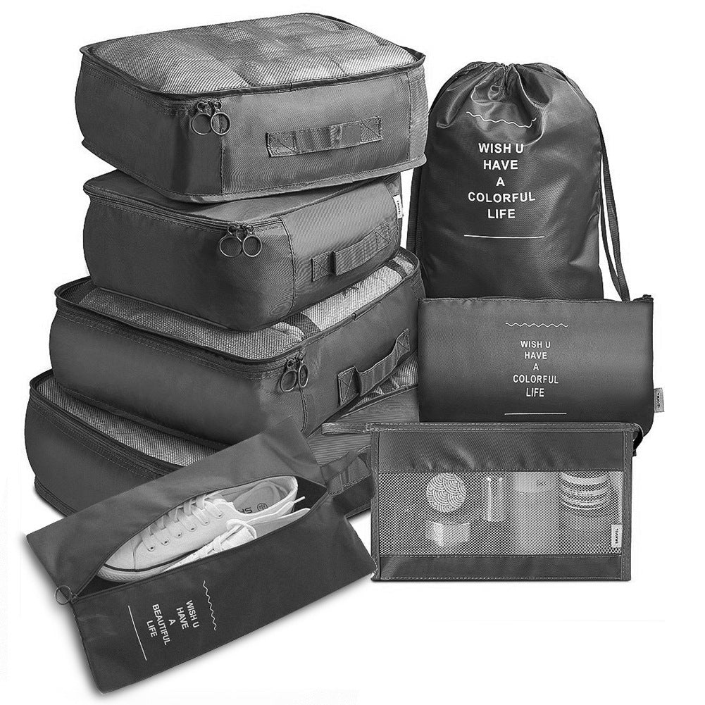 Keep your suitcase organized with this 8-Piece Luggage Divider Packing Cube Set. Perfect for clothes, underwear, and shoes—lightweight, durable, and travel-friendly.