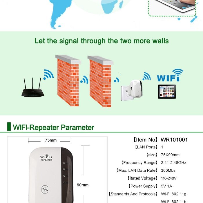 Boost your internet coverage with this Wireless WiFi Repeater and Range Extender. Easy to set up, compact, and reliable—perfect for home or office use.