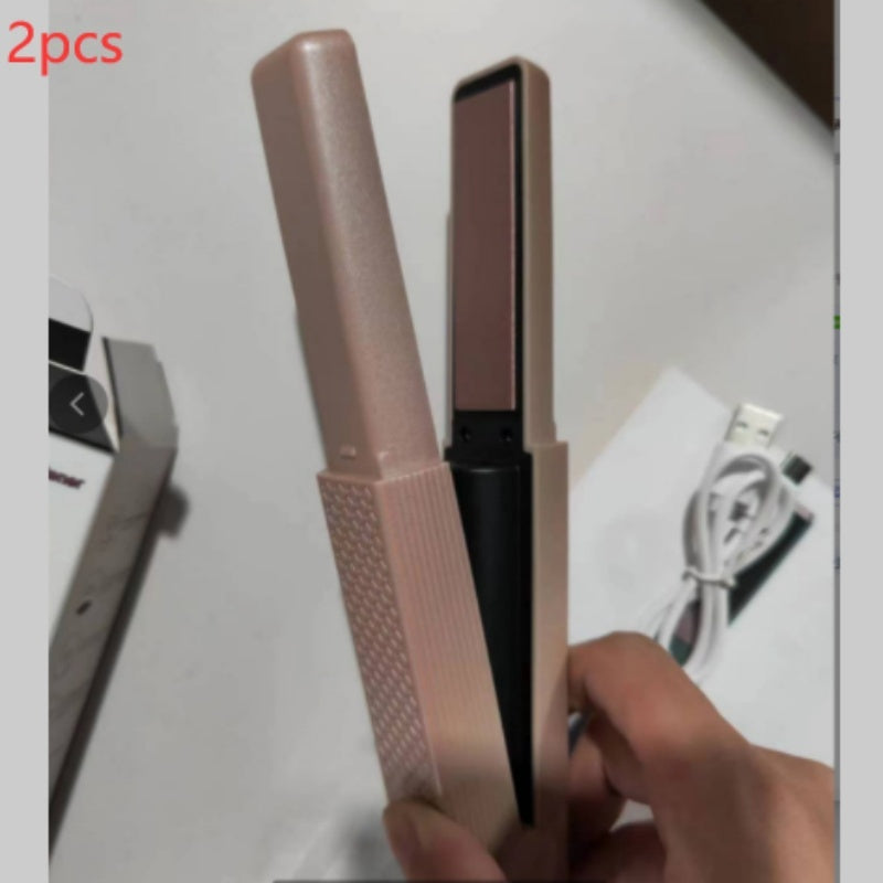 Style your hair anywhere with this Cordless USB Hair Straightener. Mini ceramic design, portable, and perfect for straightening or curling on the go.