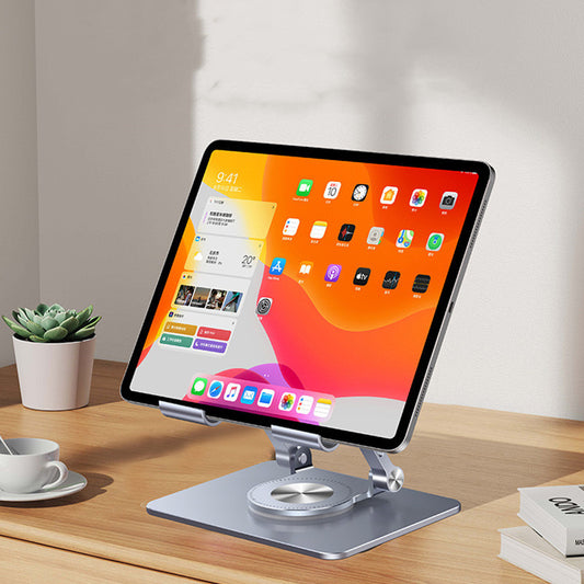 Use your device hands-free with this 360° Rotating Folding Tablet Stand. Portable, adjustable, and stable—perfect for home, office, or travel.