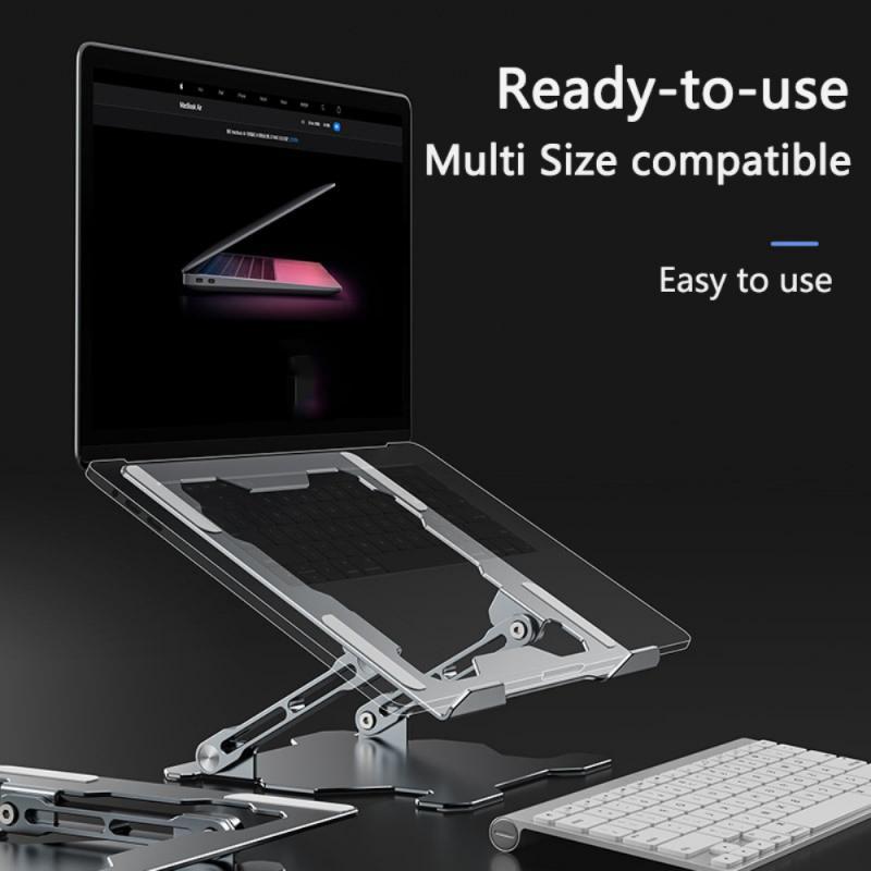 Work comfortably anywhere with this Adjustable Aluminum Alloy Laptop Stand. Portable, durable, and compatible with most laptops—perfect for home, office, or travel.