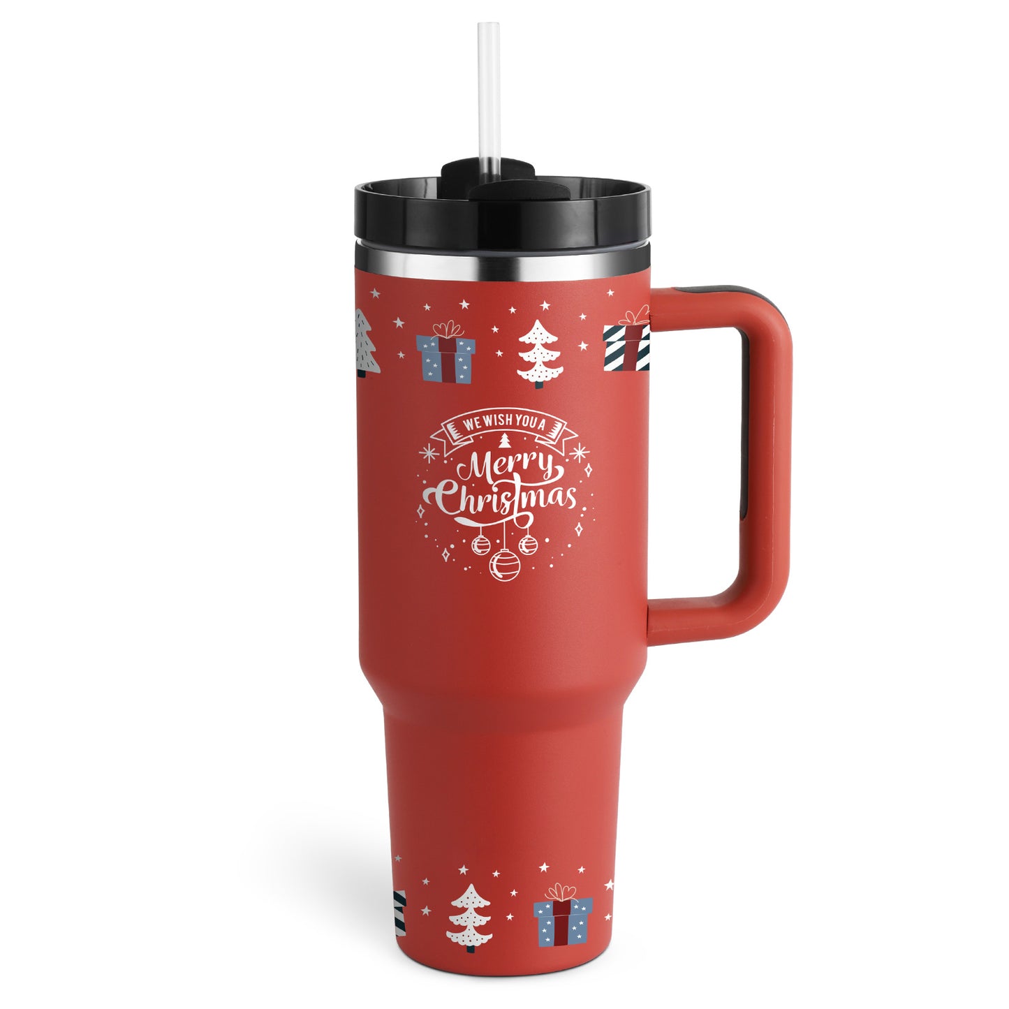 Enjoy drinks on the go with this 40oz Insulated Stainless Steel Tumbler with Handle and Straw. Spill-proof, durable, and perfect for car, gym, office, or travel use.
