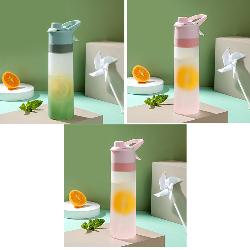 Stay refreshed on the go with this Large Capacity Spray Water Bottle. Lightweight, portable, and perfect for sports, fitness, travel, or outdoor activities.