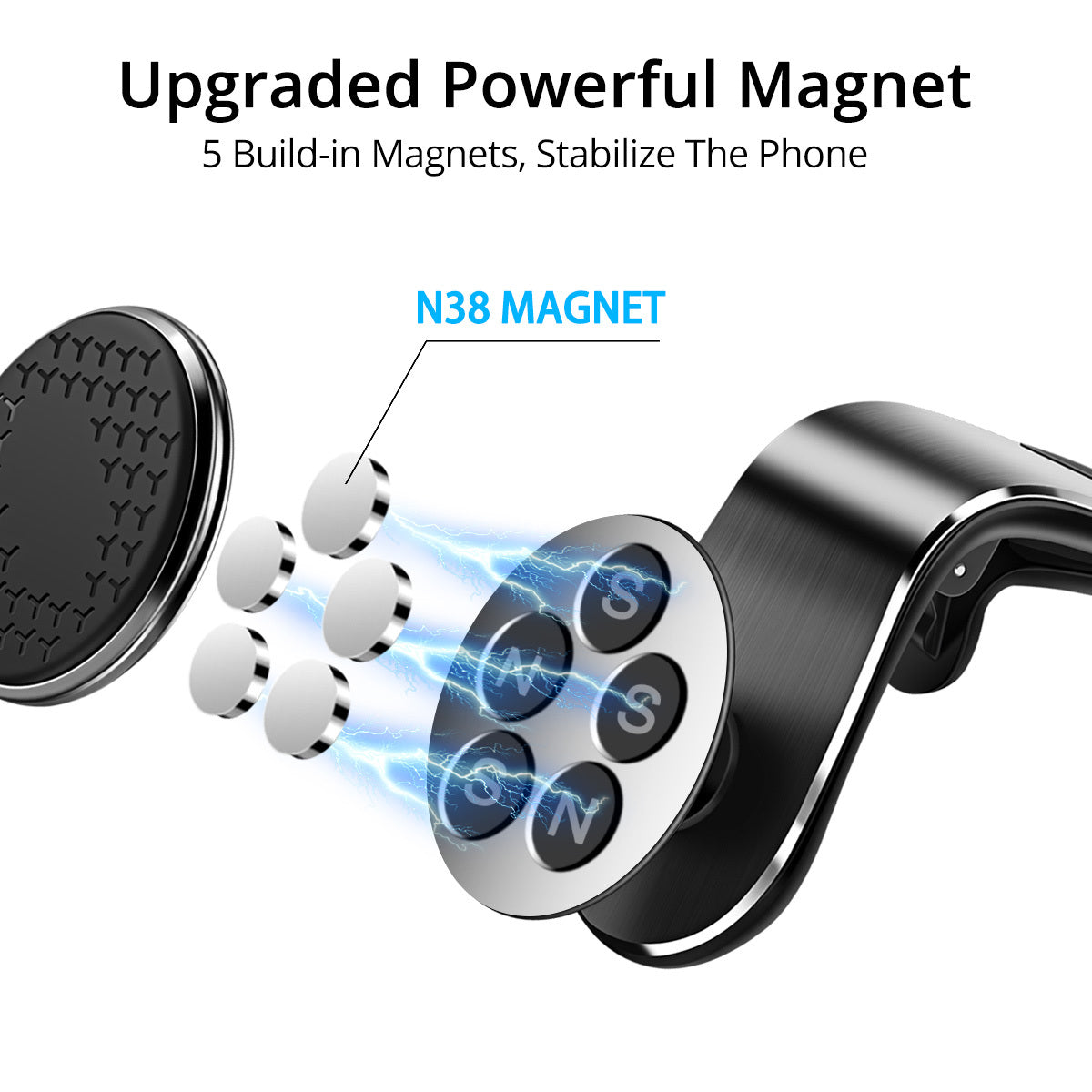 Keep your phone secure while driving with this Magnetic Car Phone Holder. Easy to install, adjustable, and compatible with most smartphones—perfect for safe, hands-free use.