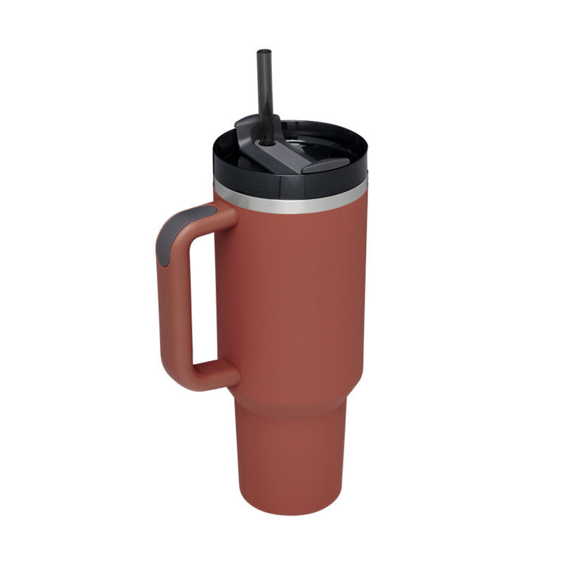 Enjoy drinks on the go with this 40oz Insulated Stainless Steel Tumbler with Handle and Straw. Spill-proof, durable, and perfect for car, gym, office, or travel use.
