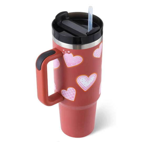 Enjoy drinks on the go with this 40oz Insulated Stainless Steel Tumbler with Handle and Straw. Spill-proof, durable, and perfect for car, gym, office, or travel use.