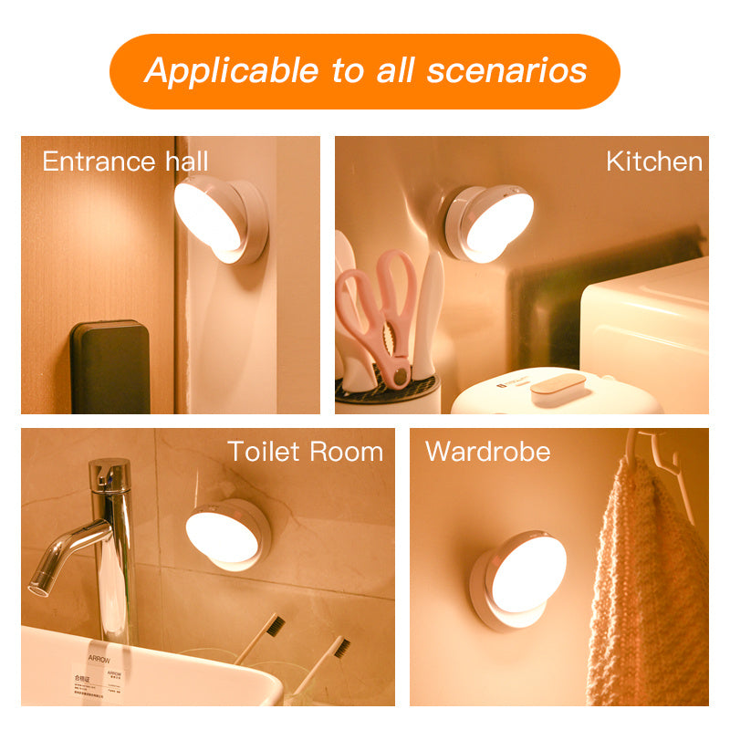 Illuminate your space automatically with this Rotating Human Body Sensor Light. Motion-activated, energy-efficient, and versatile—perfect for corridors, garages, wardrobes, or night-time use.