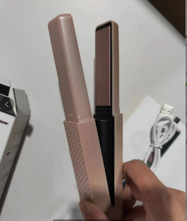 Style your hair anywhere with this Cordless USB Hair Straightener. Mini ceramic design, portable, and perfect for straightening or curling on the go.