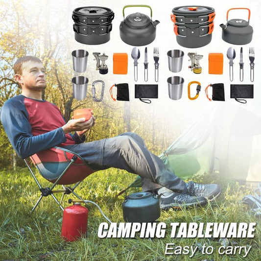 Cook anywhere with this Camping Cookware Kit Outdoor Cooking Set. Lightweight, durable, and compact, it’s perfect for hiking, picnics, BBQs, and outdoor adventures.