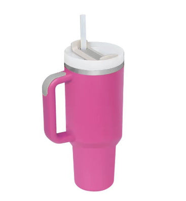 Enjoy drinks on the go with this 40oz Insulated Stainless Steel Tumbler with Handle and Straw. Spill-proof, durable, and perfect for car, gym, office, or travel use.