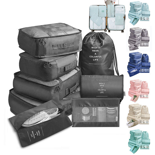 Keep your suitcase organized with this 8-Piece Luggage Divider Packing Cube Set. Perfect for clothes, underwear, and shoes—lightweight, durable, and travel-friendly.