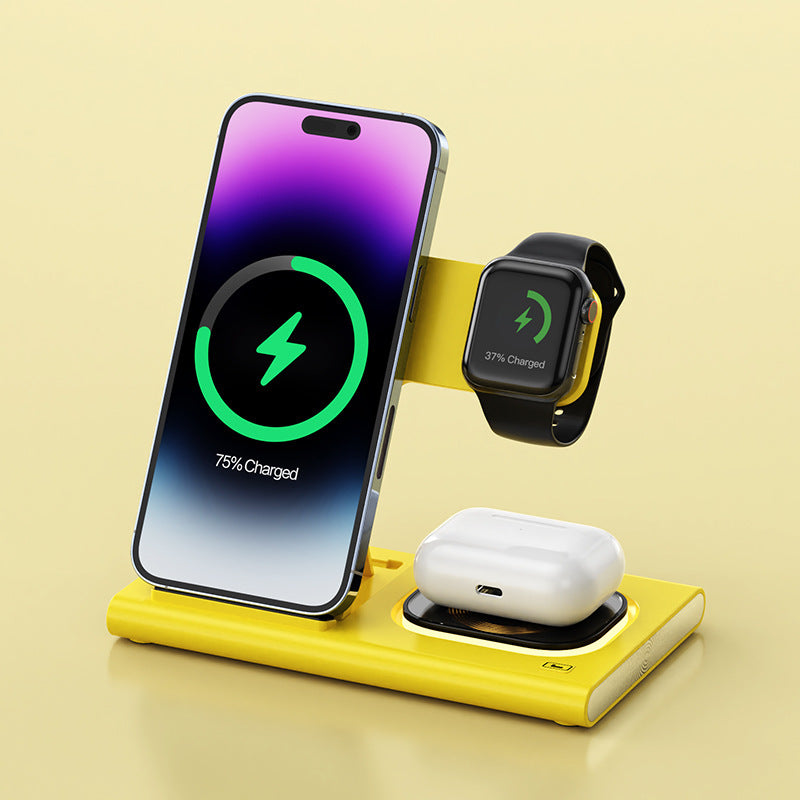 Charge all your devices efficiently with this 3-in-1 15W Wireless Charging Stand. Magnetic, fast-charging, and multifunctional—perfect for phones, iWatch, and bedside use.