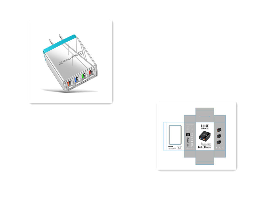Charge multiple devices quickly with this USB Quick Charge 3.0 4-Port Adapter. Portable, efficient, and perfect for smartphones and tablets on the go.