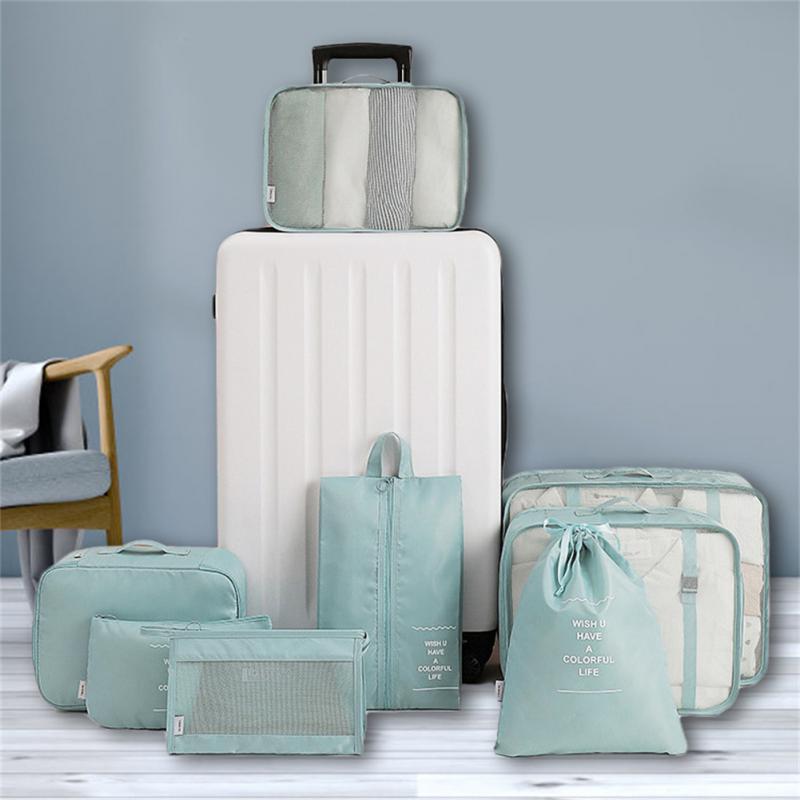 Keep your suitcase organized with this 8-Piece Luggage Divider Packing Cube Set. Perfect for clothes, underwear, and shoes—lightweight, durable, and travel-friendly.
