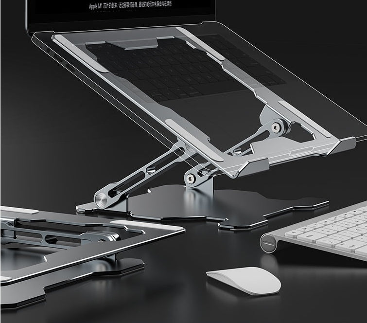 Work comfortably anywhere with this Adjustable Aluminum Alloy Laptop Stand. Portable, durable, and compatible with most laptops—perfect for home, office, or travel.