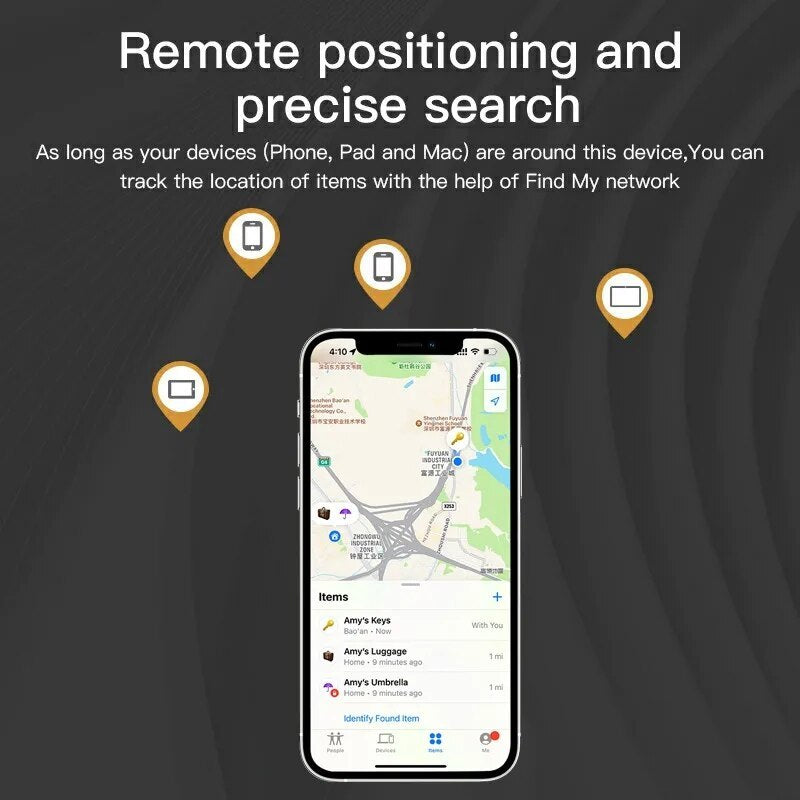 Keep track of your valuables with this Bluetooth GPS Tracker Replacement for AirTag. Portable, precise, and perfect for bags, wallets, keys, or bikes.