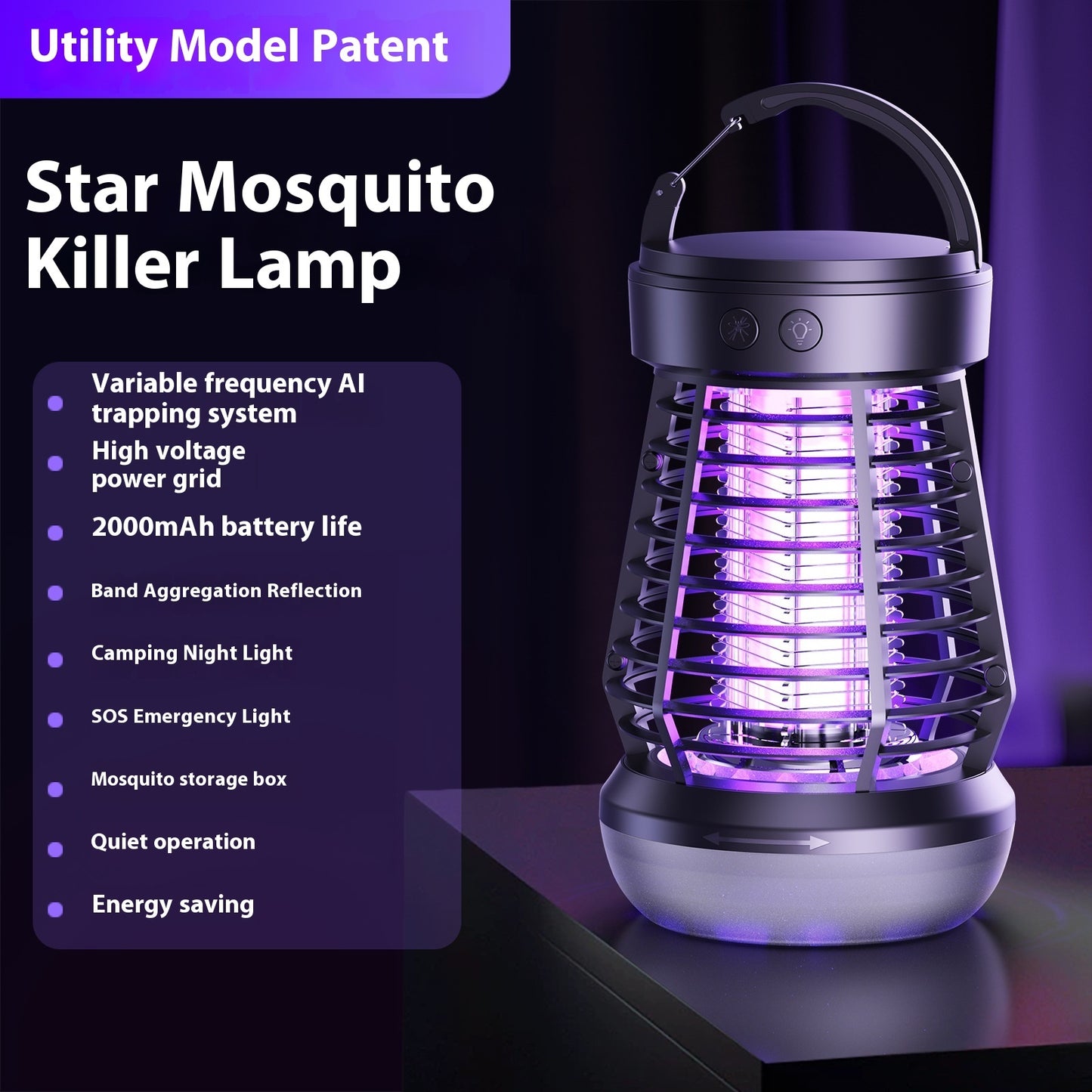 Keep your space mosquito-free with this 2-in-1 Electric Mosquito Killer Lamp. USB rechargeable, multifunctional, and perfect for camping, terraces, or emergency use.