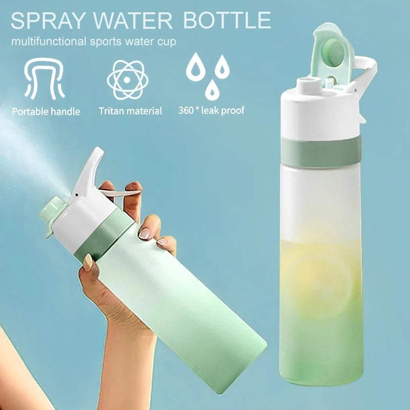 Stay refreshed on the go with this Large Capacity Spray Water Bottle. Lightweight, portable, and perfect for sports, fitness, travel, or outdoor activities.