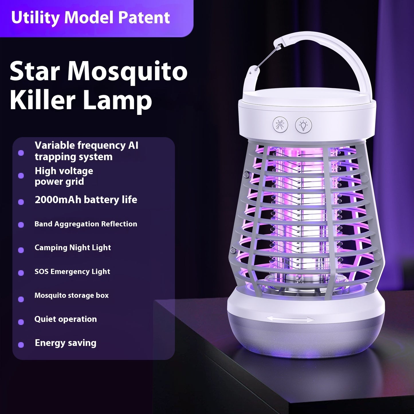 Keep your space mosquito-free with this 2-in-1 Electric Mosquito Killer Lamp. USB rechargeable, multifunctional, and perfect for camping, terraces, or emergency use.