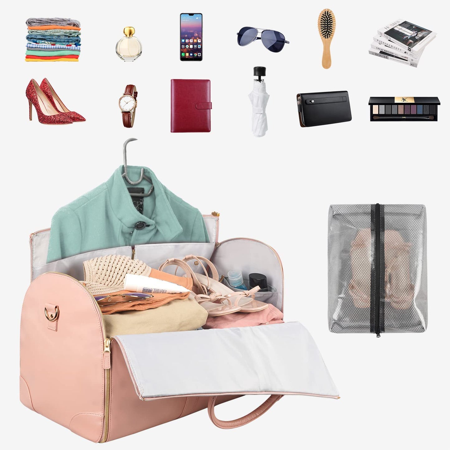 Travel in style with this Large Capacity Women’s Travel Duffle Bag. Foldable, waterproof, and perfect for clothes, trips, or weekend getaways.