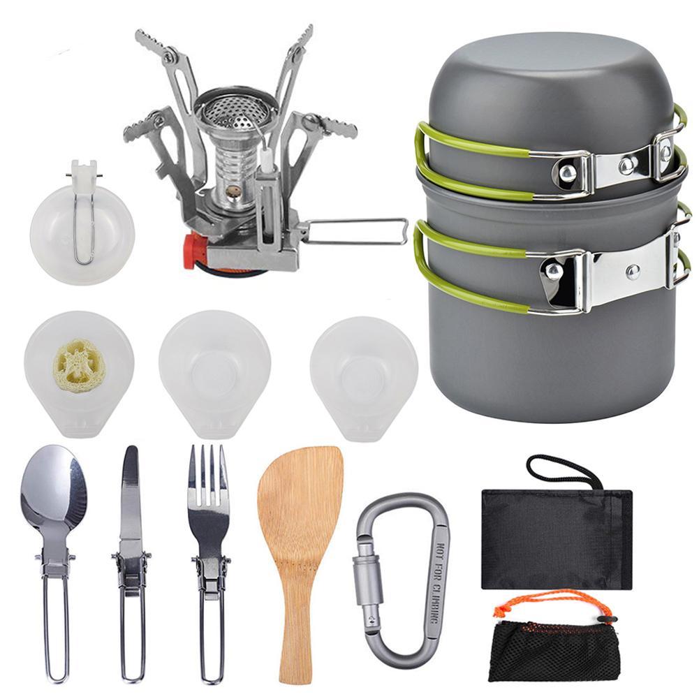 Cook anywhere with this Camping Cookware Kit Outdoor Cooking Set. Lightweight, durable, and compact, it’s perfect for hiking, picnics, BBQs, and outdoor adventures.