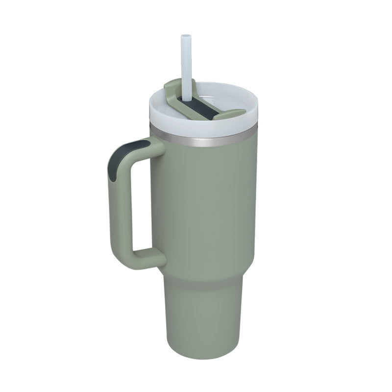 Enjoy drinks on the go with this 40oz Insulated Stainless Steel Tumbler with Handle and Straw. Spill-proof, durable, and perfect for car, gym, office, or travel use.