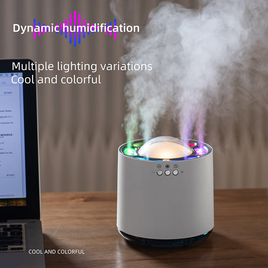 Enhance your space with this Voice-Controlled Colorful LED Humidifier. 800ml capacity, USB-powered, and ultrasonic for cool mist—perfect for home or office.