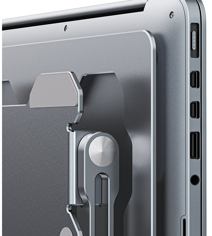 Work comfortably anywhere with this Adjustable Aluminum Alloy Laptop Stand. Portable, durable, and compatible with most laptops—perfect for home, office, or travel.