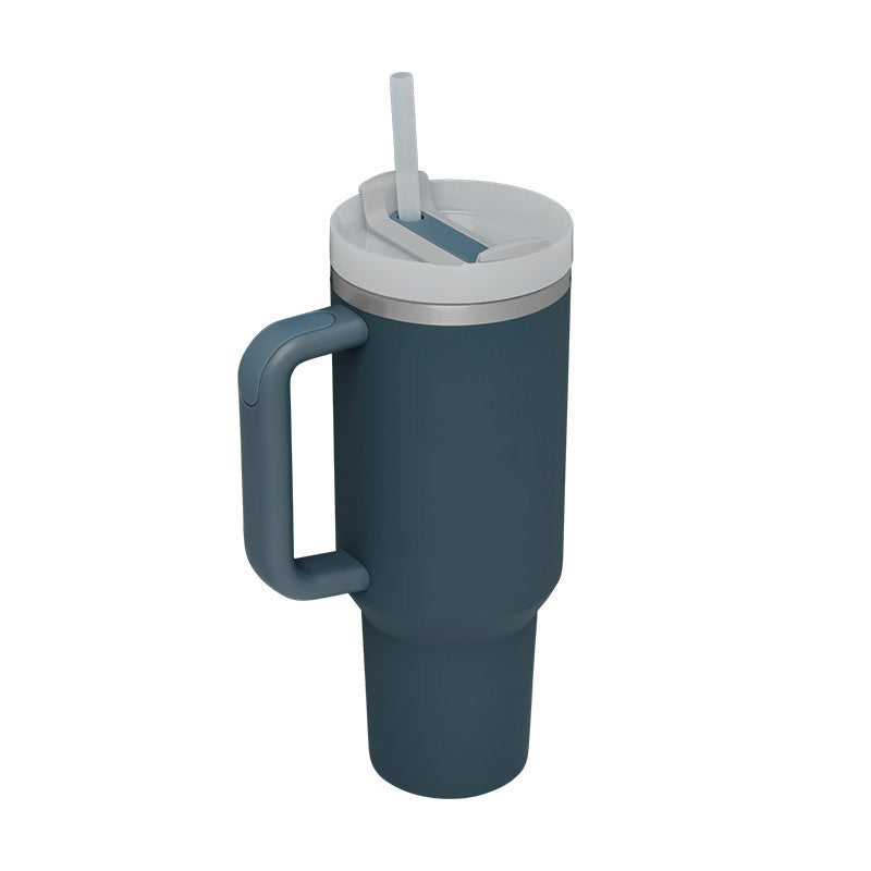 Enjoy drinks on the go with this 40oz Insulated Stainless Steel Tumbler with Handle and Straw. Spill-proof, durable, and perfect for car, gym, office, or travel use.
