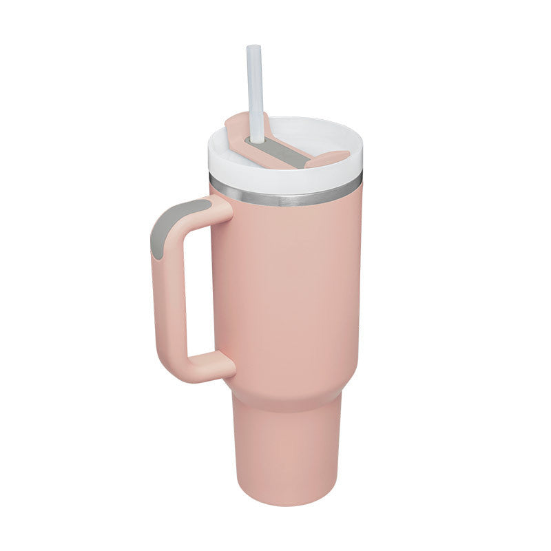 Enjoy drinks on the go with this 40oz Insulated Stainless Steel Tumbler with Handle and Straw. Spill-proof, durable, and perfect for car, gym, office, or travel use.